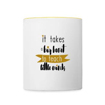 ENSEIGNANT ENSEIGNANT GRAND CŒUR DISANT CADEAU - Mug contrasté - blanc/jaune - Devant