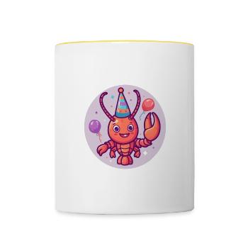 Hummer Krebs Geburtstag Comic - Tasse zweifarbig - Weiß/Gelb - Vorne
