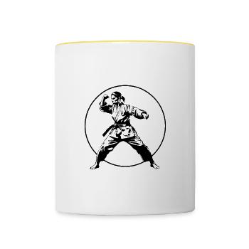 Karate Silhouette - Contrasting Mug - white/yellow - Front