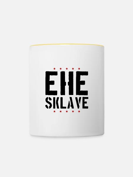 Ehe Sklave Hochzeit Jga - Tasse zweifarbig - Weiß/Gelb