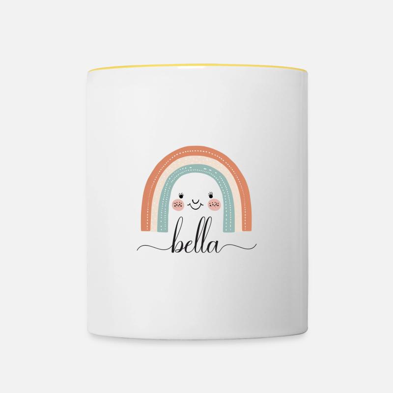 Bella! Rainbow, customizable - Contrasting Mug - white/yellow