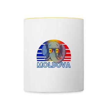 Moldawien - Tasse zweifarbig - Weiß/Gelb - Vorne