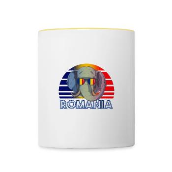 Rumänien - Tasse zweifarbig - Weiß/Gelb - Vorne