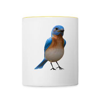 Hut Warbler Bird Design - Contrasting Mug - white/yellow - Front