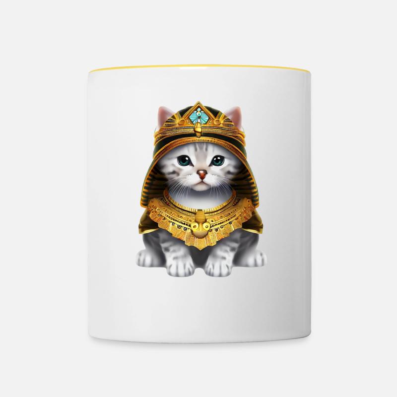 Chat pharaon égyptien - Mug contrasté - blanc/jaune