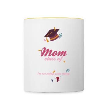 Fête de remise des diplômes de la classe de maman senior de 2024 fière - Mug contrasté - blanc/jaune - Devant