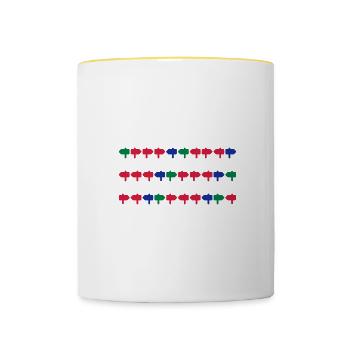 signposts direction left right - Contrasting Mug - white/yellow - Front