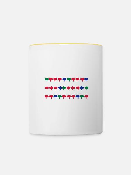 signposts direction left right - Contrasting Mug - white/yellow