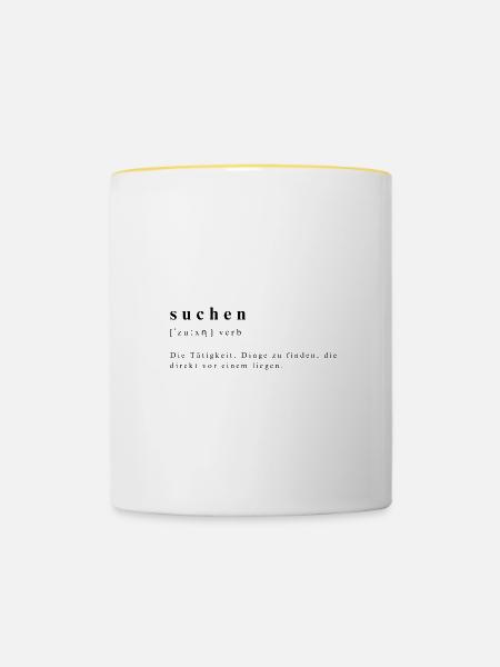 Suchen. Verb. Lautschrift. - Tasse zweifarbig - Weiß/Gelb