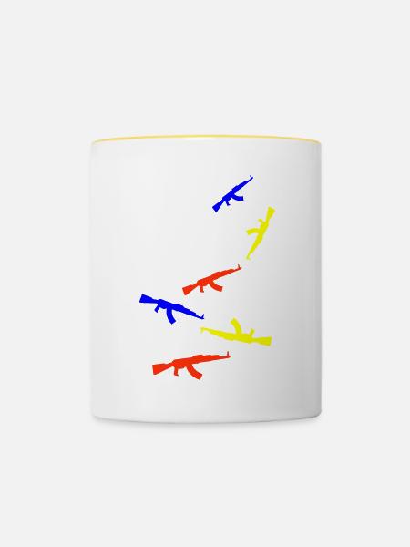 Gewehr icon symbol - Tasse zweifarbig - Weiß/Gelb