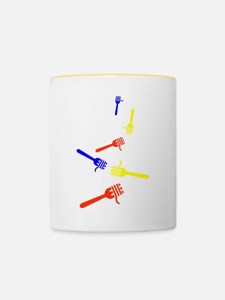 Spaghetti symbol - Tasse zweifarbig - Weiß/Gelb