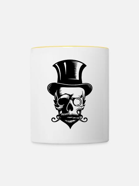 Bachelor Skelett - Tasse zweifarbig - Weiß/Gelb