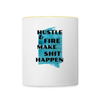 Hustle & Fire - Contrasting Mug - white/yellow - Front