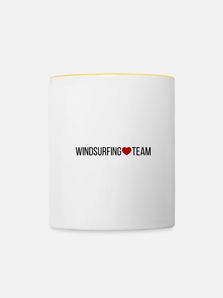 Windsurfing Team Herz - Tasse zweifarbig - Weiß/Gelb