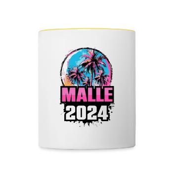 Malle 2024 Palmiers - Mug contrasté - blanc/jaune - Devant