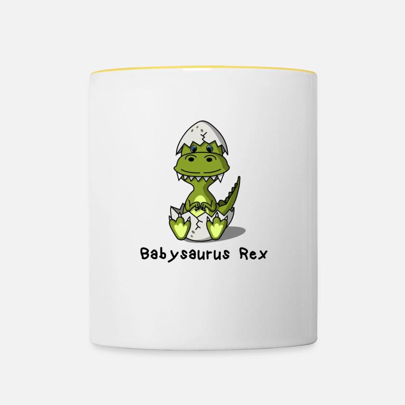 Babysaurus Dinosaure Rex Dino - Mug contrasté - blanc/jaune