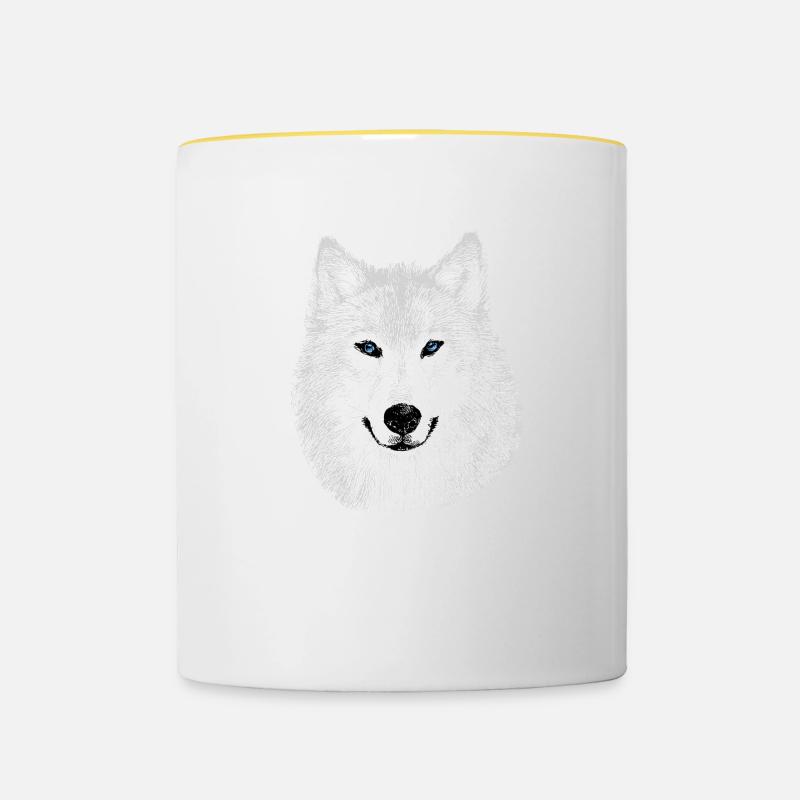 Schneewolf - Tasse zweifarbig - Weiß/Gelb