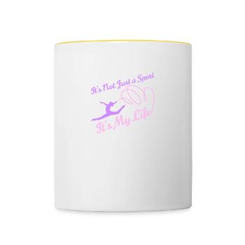 Gymnast gymnast gymnast funny gymnastics saying gymnast - Contrasting Mug - white/yellow - Front
