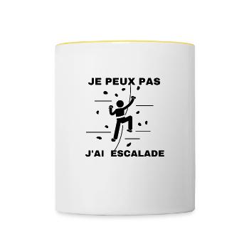 Je peux pas j'ai escalade - Mug contrasté - blanc/jaune - Devant