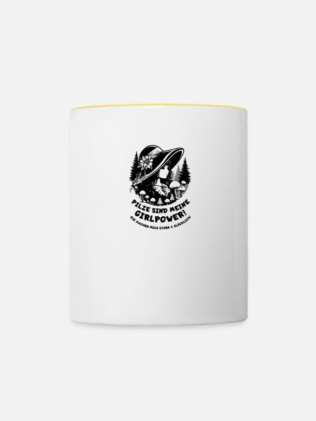 Pilze sind meine Girlpower - Tasse zweifarbig - Weiß/Gelb