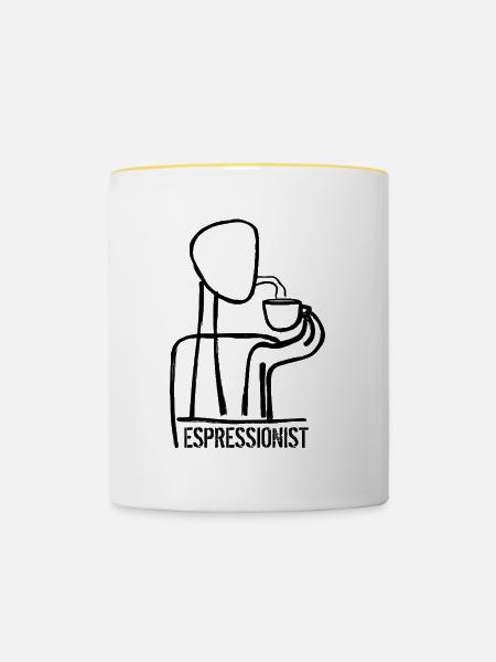 Espressionist - Espresso - Kaffee trinken - Tasse zweifarbig - Weiß/Gelb