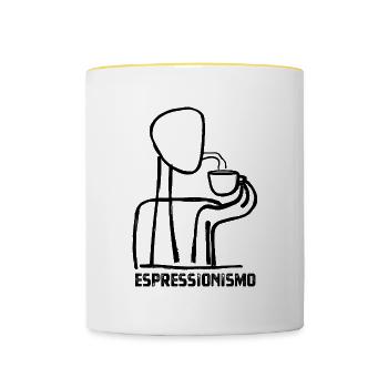 Espressionismo - Espresso - Kaffee trinken - Tasse zweifarbig - Weiß/Gelb - Vorne
