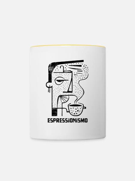 Espressionismo - Espresso - Kaffee trinken - Tasse zweifarbig - Weiß/Gelb