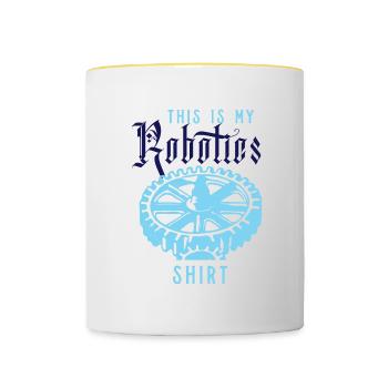 Citation ironique d'un robot : mécanicien, - Mug contrasté - blanc/jaune - Devant