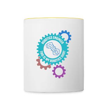 Robotics Engineering Mechanic Student Robot - Contrasting Mug - white/yellow - Front