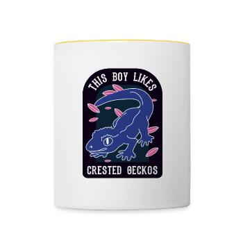 Geckos huppés, oiseaux sauvages, mignon lézard - Mug contrasté - blanc/jaune - Devant