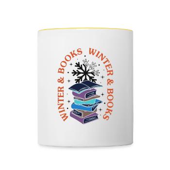 Winter Season and Reading Books Cozy Tea - Contrasting Mug - white/yellow - Front