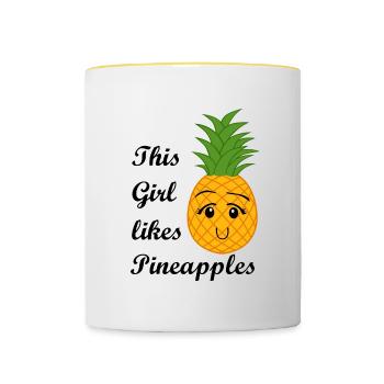 Girl Likes Pineapples Hawaii Tropical Fruits - Contrasting Mug - white/yellow - Front