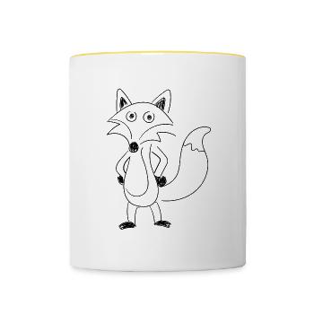 Fox Simple Art Silhouette Wald Tier Natur - Tasse zweifarbig - Weiß/Gelb - Vorne