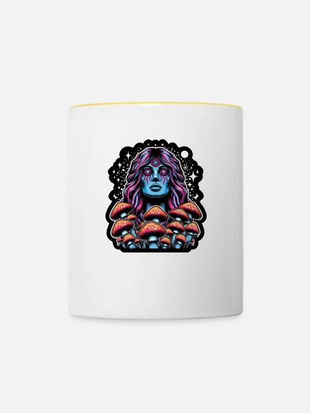 Psychedelic Mushroom Oracle - Tasse zweifarbig - Weiß/Gelb