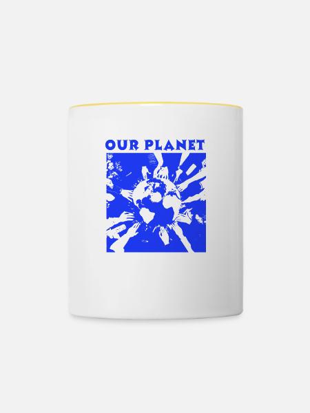 Unser Planet - Tasse zweifarbig - Weiß/Gelb