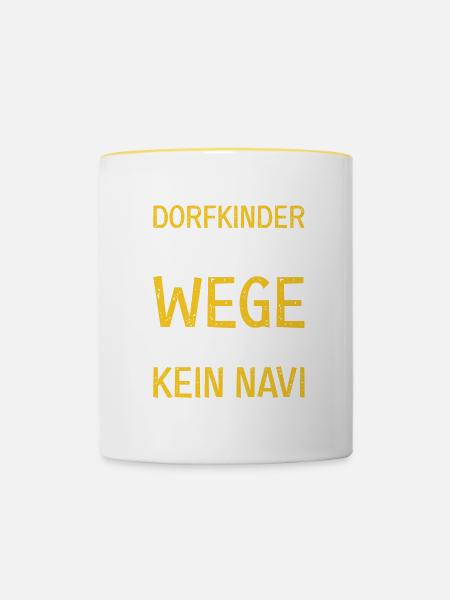 Dorfkind Bauer Landei Landleben Geschenk - Tasse zweifarbig - Weiß/Gelb