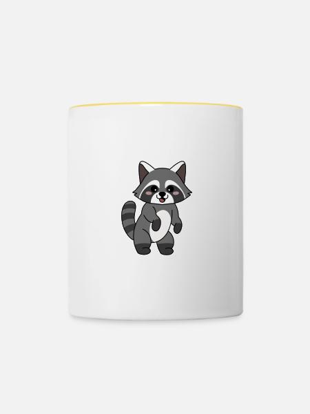 Waschbär Racoon Lustig Spruch Geschenk - Tasse zweifarbig - Weiß/Gelb
