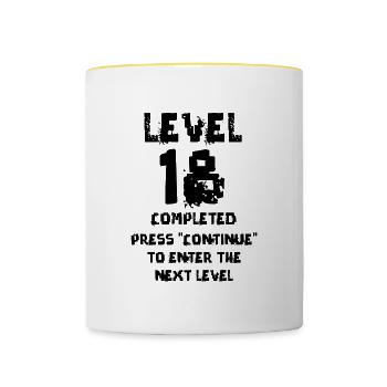 Level 18 years old - Contrasting Mug - white/yellow - Front