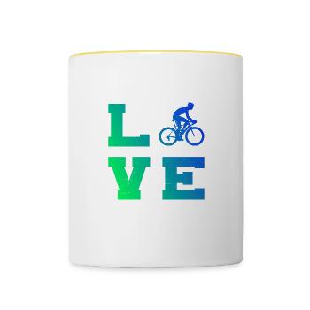 Road Bike Road Cycling Road Bike Road Bike Women - Contrasting Mug - white/yellow - Front