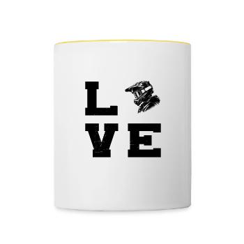 MTB Radfahren Radsport Mountainbike Radfahrer - Tasse zweifarbig - Weiß/Gelb - Vorne