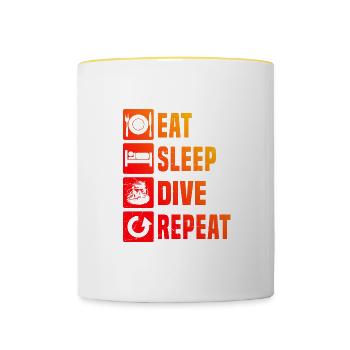Free Dive Diver Diving Scuba Diver - Contrasting Mug - white/yellow - Front
