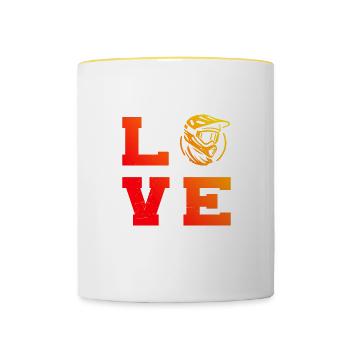 Cycliste Homme VTT Femme Vététiste - Mug contrasté - blanc/jaune - Devant