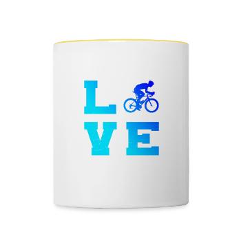 Men's Road Cycling Road Bike Women's Road Bike - Contrasting Mug - white/yellow - Front
