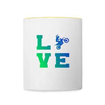 Dirt Bike Dirt Biker Freestyle Motocross Motocross - Mug contrasté - blanc/jaune - Devant