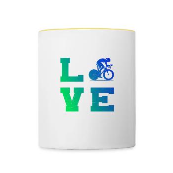 Vélo de route Vélo de route Cyclisme sur route pour femmes - Mug contrasté - blanc/jaune - Devant
