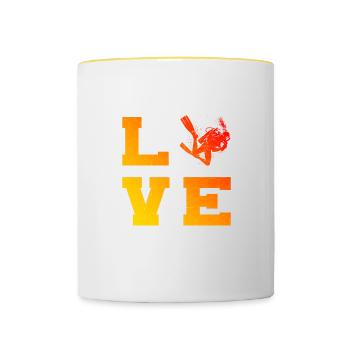 Plongée Plongée Femme Plongeur Homme Plongeur Plongeur - Mug contrasté - blanc/jaune - Devant
