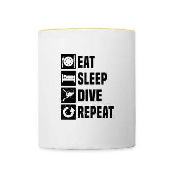 Plongée sous-marine Plongée Homme Plongeur Scuba Diver - Mug contrasté - blanc/jaune - Devant
