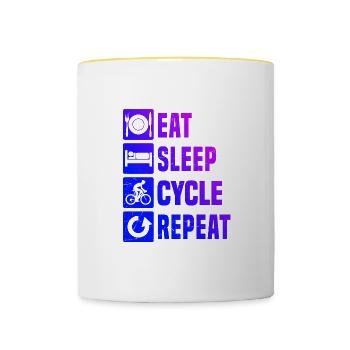 Vélo de route Vélo de route Vélo de route Cyclisme sur route pour femmes - Mug contrasté - blanc/jaune - Devant