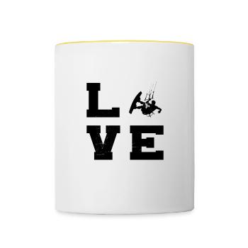 Kite Kitesurfen Kitesurfer Kiten Kitesurfing - Contrasting Mug - white/yellow - Front