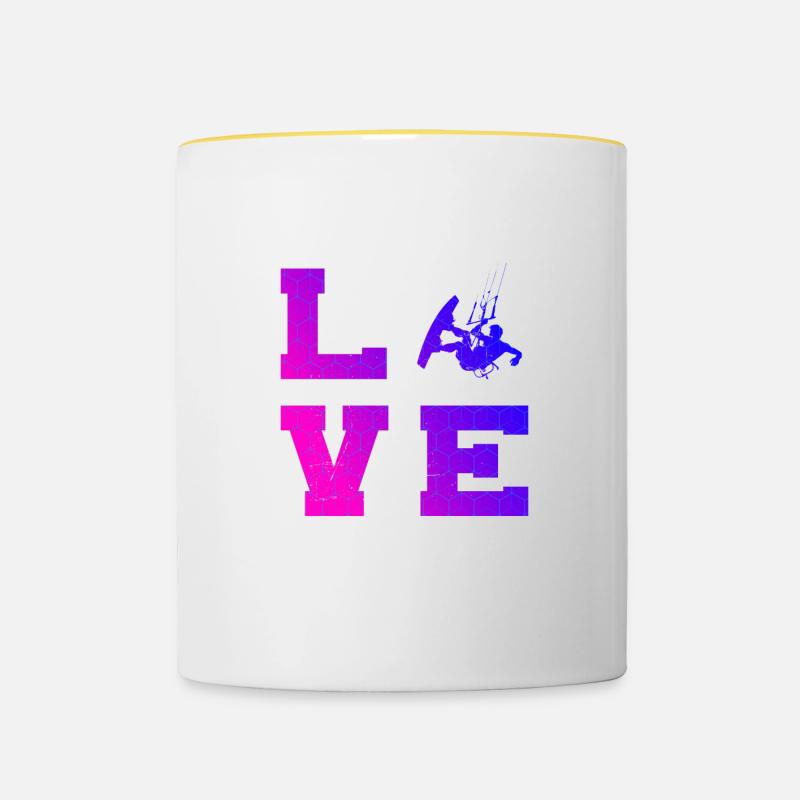 Kitesurfer Kitesurf Kitesurf Kitesurf Hommes - Mug contrasté - blanc/jaune
